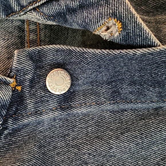 VINTAGE DENIM JEAN JACKET ( HEAVY DENIM) D3 COCA COLA LOGO UNISEX LARGE - Picture 7 of 9